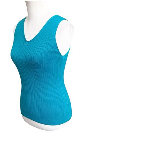 Soft Surroundings Ribbed Sweater Tank Lightweight Size XS Teal NWT - Picture 3 of 8
